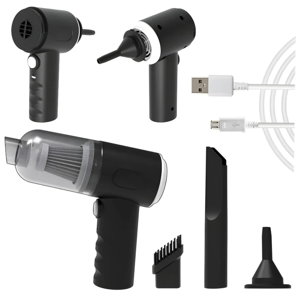 3 in 1 Portable Vacuum Cleaner Duster Blower Air Pump Wireless Car Vacuum Cleaner, Handheld, High Pressure Car, Home,Computer, Laptop, Flower, Black