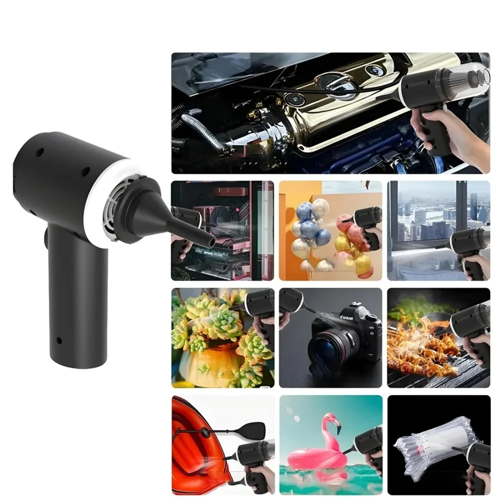 3 in 1 Portable Vacuum Cleaner Duster Blower Air Pump Wireless Car Vacuum Cleaner, Handheld, High Pressure Car, Home,Computer, Laptop, Flower, Black - Image 2
